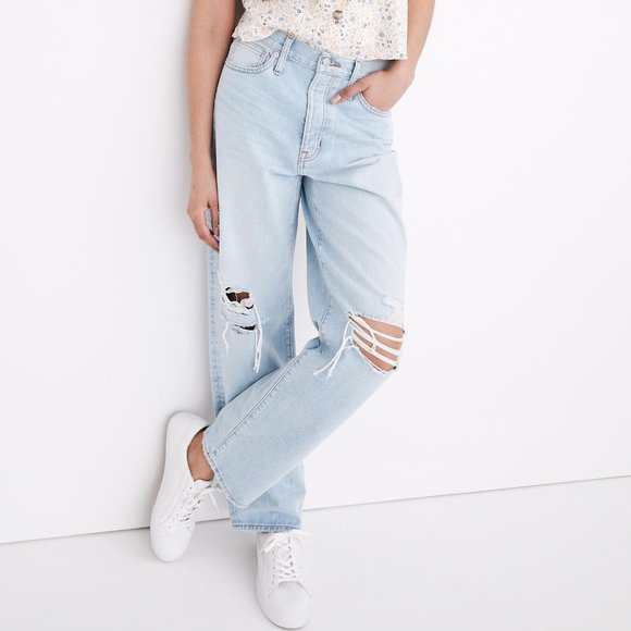 Madewell Denim - Madewell The Dad Jean in Greenvale Wash: Ripped Edition